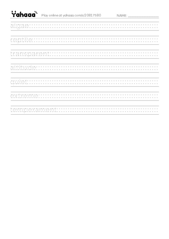RAZ Vocabulary Q: Extreme Animals PDF write between the lines worksheet