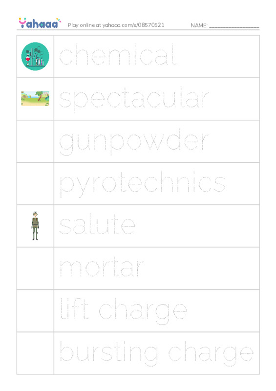 RAZ Vocabulary Q: Fireworks PDF one column image words