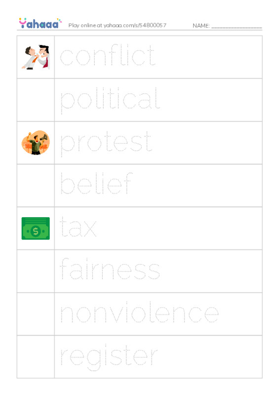 RAZ Vocabulary Q: Gandhi1 PDF one column image words