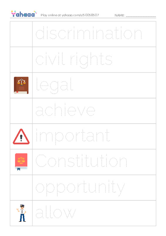 RAZ Vocabulary Q: Good for Thurgood PDF one column image words