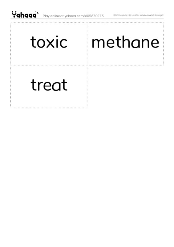 RAZ Vocabulary Q: Landfills What a Load of Garbage2 PDF two columns flashcards
