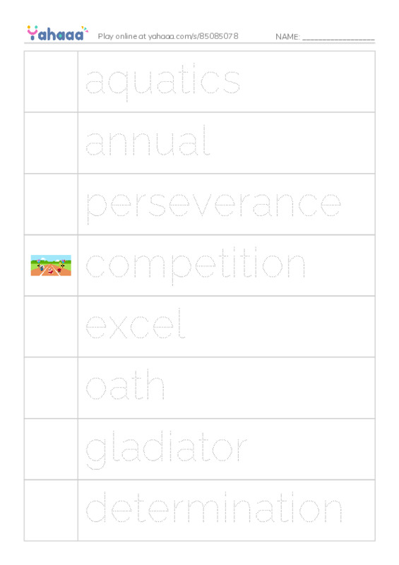 RAZ Vocabulary Q: Mike Van Zee Special Olympian PDF one column image words