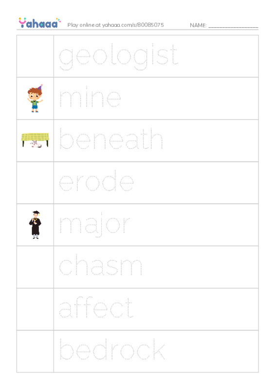 RAZ Vocabulary Q: Sinkhole Science PDF one column image words