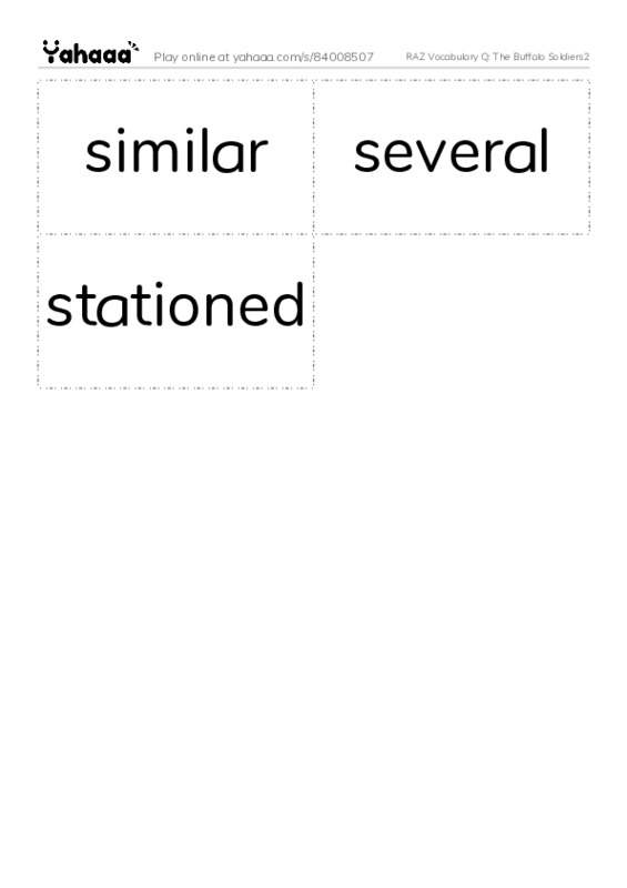 RAZ Vocabulary Q: The Buffalo Soldiers2 PDF two columns flashcards