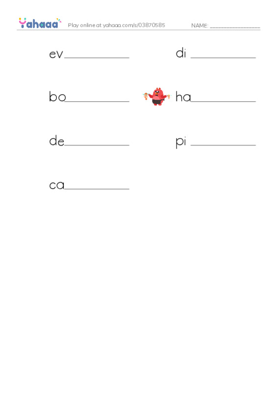 RAZ Vocabulary Q: The Castaway Pines PDF worksheet writing row