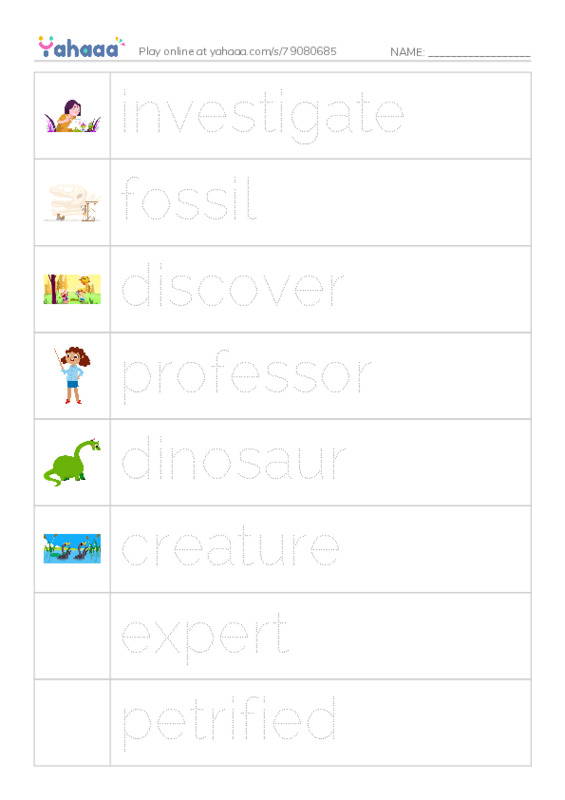 RAZ Vocabulary Q: The Footprint PDF one column image words