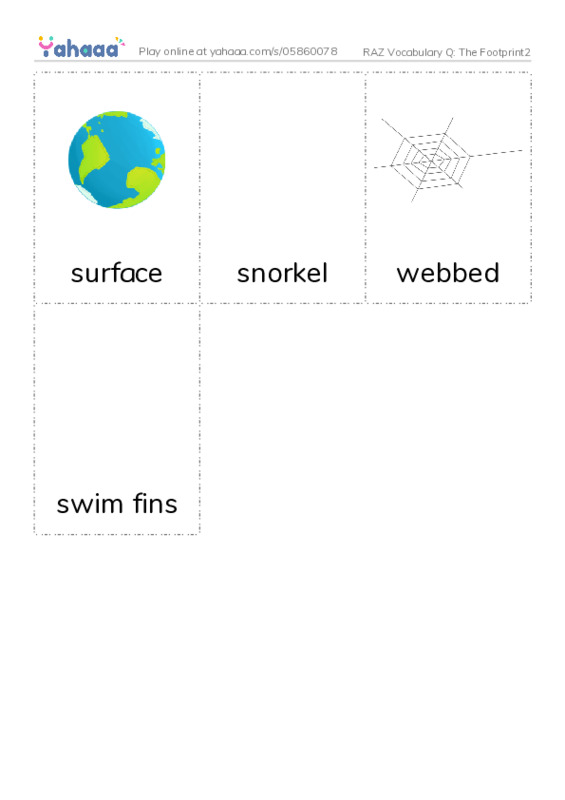 RAZ Vocabulary Q: The Footprint2 PDF flaschards with images