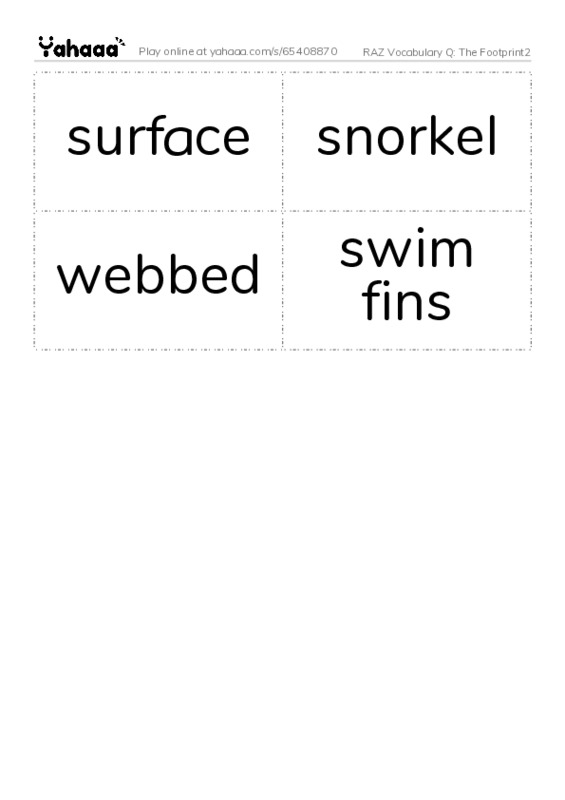 RAZ Vocabulary Q: The Footprint2 PDF two columns flashcards