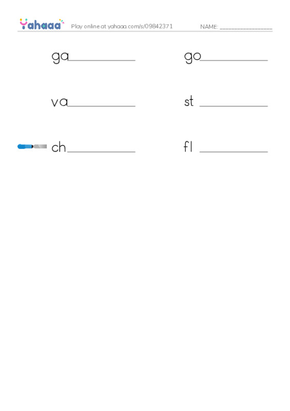RAZ Vocabulary Q: The Golden Flute PDF worksheet writing row