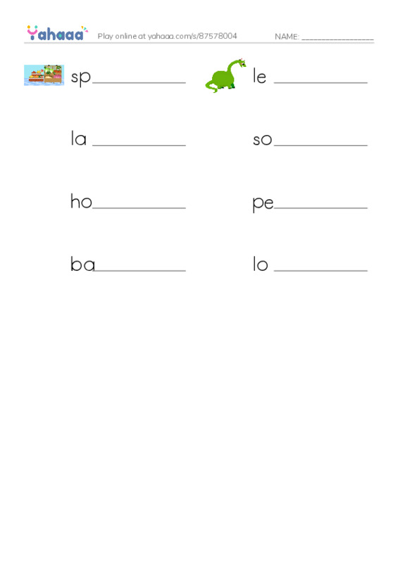 RAZ Vocabulary Q: The Legend of Nessie PDF worksheet writing row