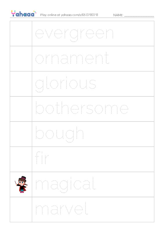 RAZ Vocabulary Q: The Little Fir Tree PDF one column image words