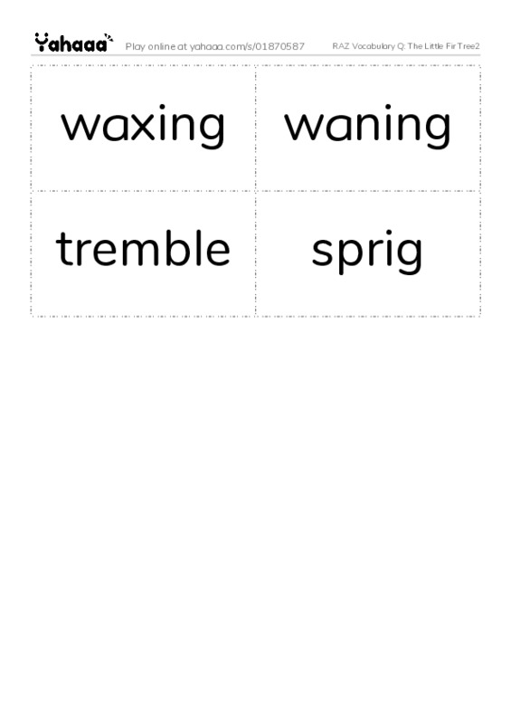 RAZ Vocabulary Q: The Little Fir Tree2 PDF two columns flashcards
