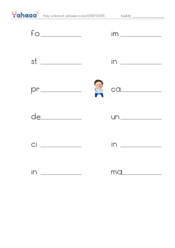 RAZ Vocabulary Q: The WeatherBot Warning PDF worksheet writing row