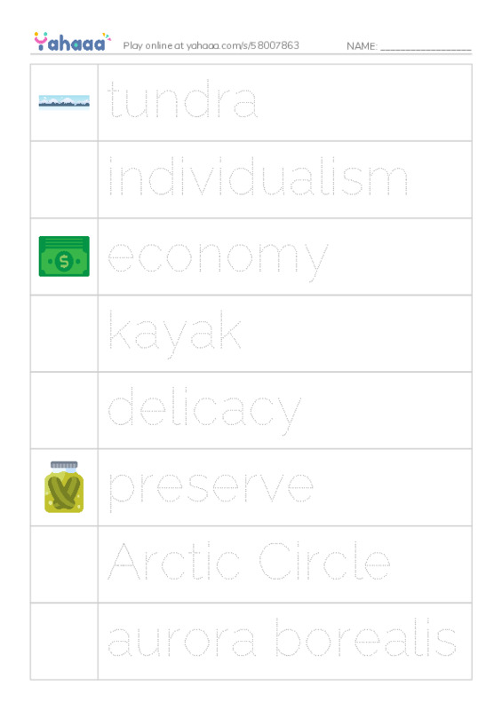 RAZ Vocabulary R: Alaska The Last Frontier PDF one column image words
