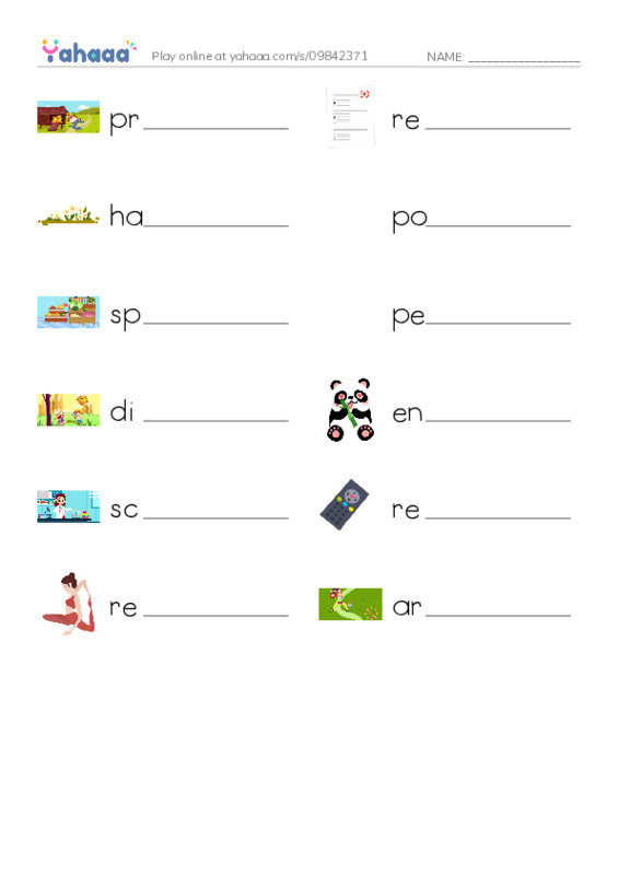 RAZ Vocabulary R: Animal Discoveries PDF worksheet writing row