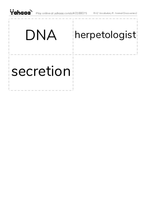 RAZ Vocabulary R: Animal Discoveries2 PDF two columns flashcards