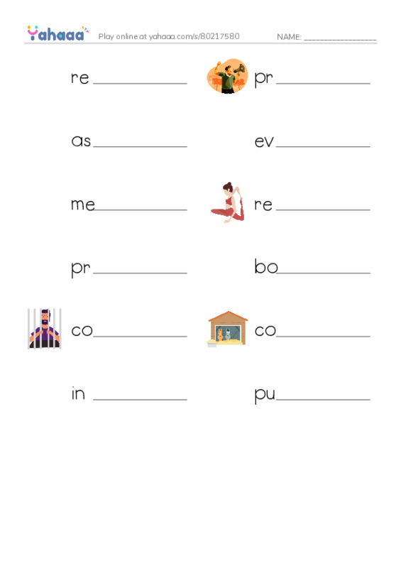 RAZ Vocabulary R: April Fools PDF worksheet writing row