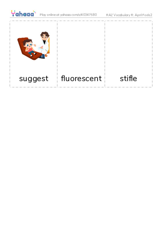 RAZ Vocabulary R: April Fools2 PDF flaschards with images