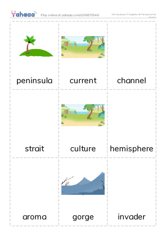 RAZ Vocabulary R: Expedition 40 The Secret of the Seasons PDF flaschards with images