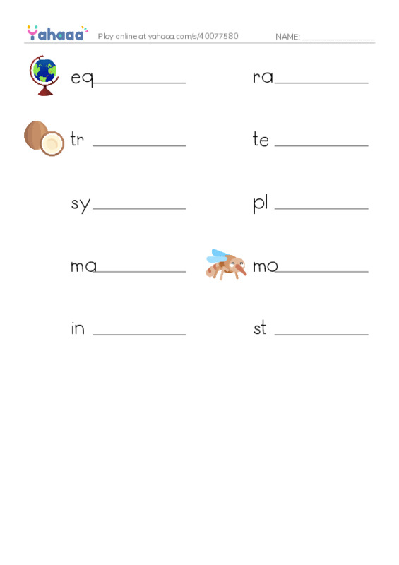 RAZ Vocabulary R: Expedition Zero PDF worksheet writing row
