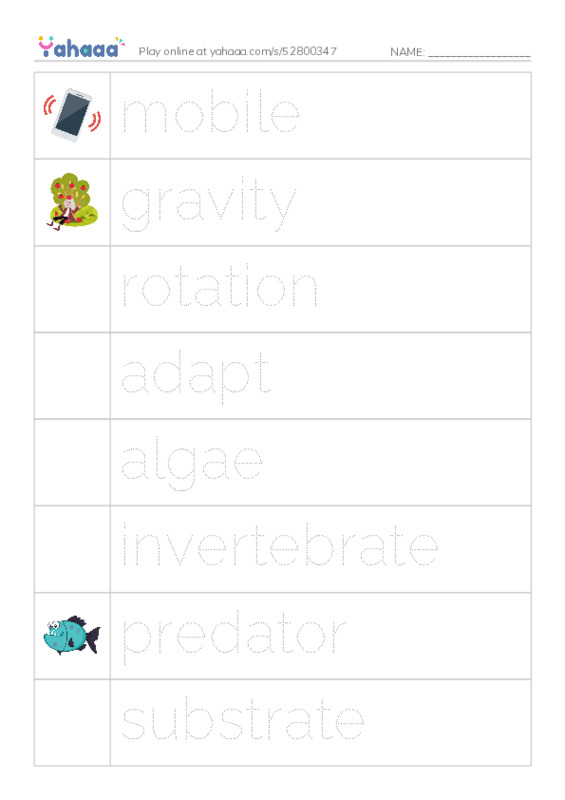 RAZ Vocabulary R: Exploring Tide Pools PDF one column image words