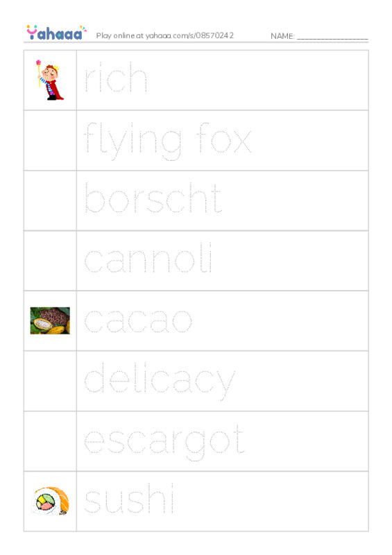 RAZ Vocabulary R: Foods Around the World PDF one column image words