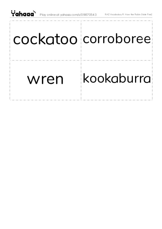 RAZ Vocabulary R: How the Robin Stole Fire2 PDF two columns flashcards