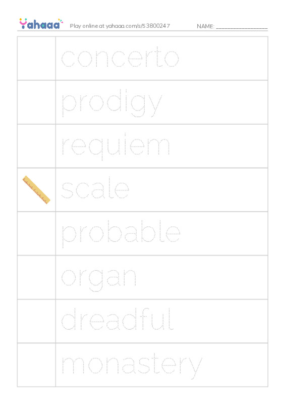 RAZ Vocabulary R: Mozart PDF one column image words