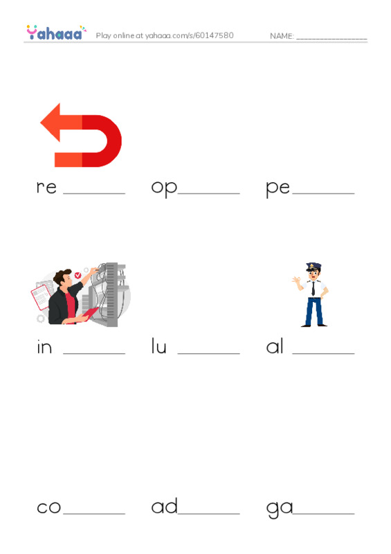 RAZ Vocabulary R: Scaredy Camp PDF worksheet to fill in words gaps