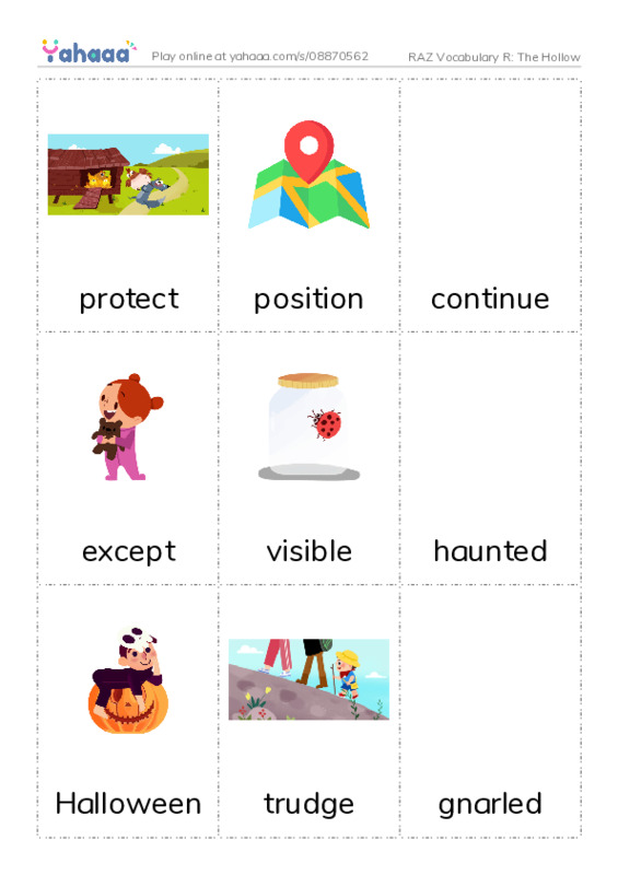 RAZ Vocabulary R: The Hollow PDF flaschards with images