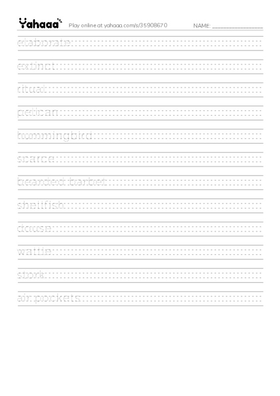 RAZ Vocabulary R: Weird Bird Beaks PDF write between the lines worksheet