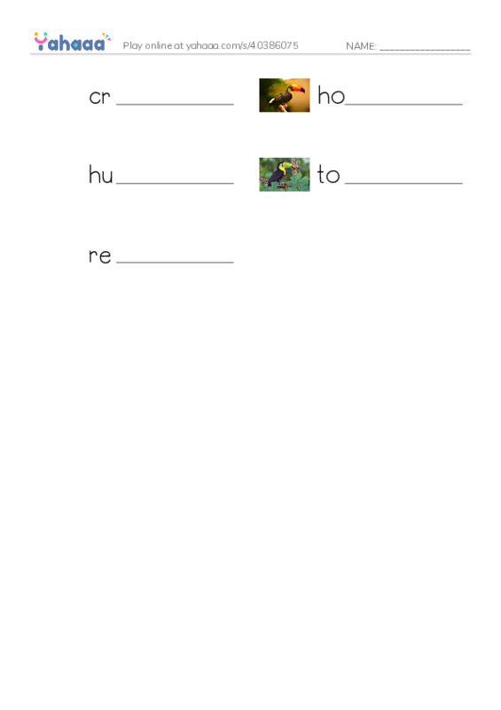 RAZ Vocabulary R: Weird Bird Beaks2 PDF worksheet writing row