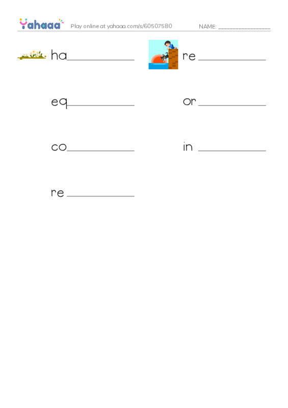 RAZ Vocabulary R: Wildlife Rescue PDF worksheet writing row