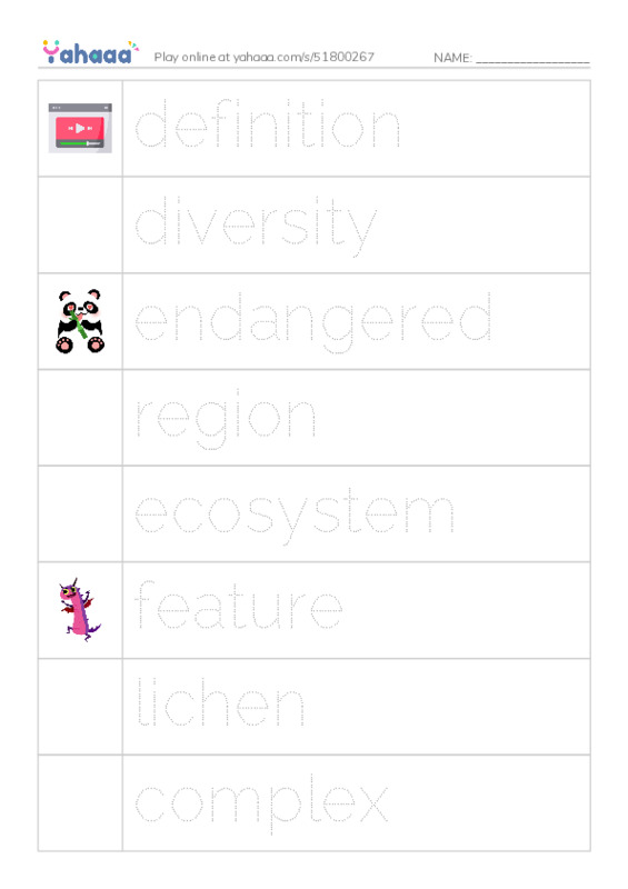 RAZ Vocabulary R: Woods of Wonder PDF one column image words