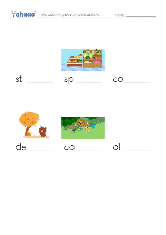 RAZ Vocabulary R: Woods of Wonder2 PDF worksheet to fill in words gaps