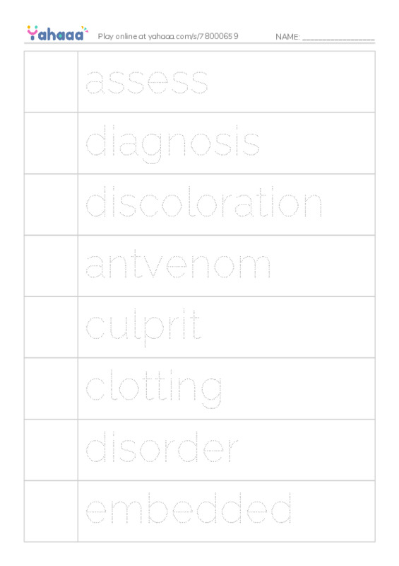 RAZ Vocabulary S: Bites and Stings PDF one column image words