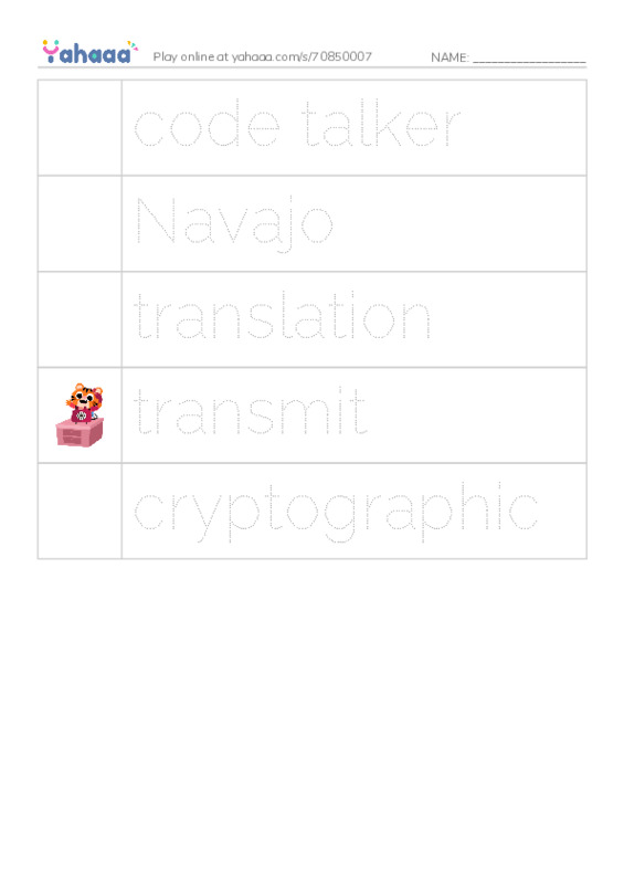 RAZ Vocabulary S: Code Talkers2 PDF one column image words