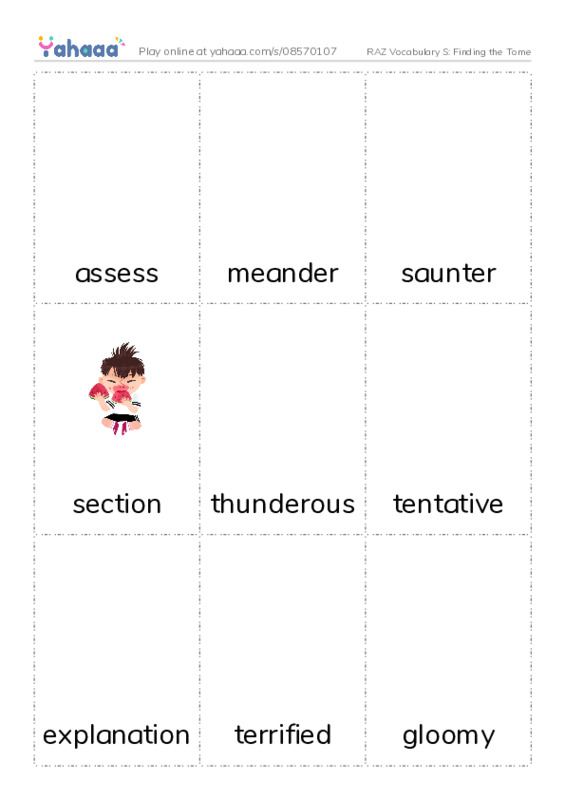 RAZ Vocabulary S: Finding the Tome PDF flaschards with images