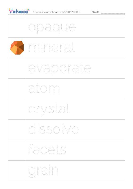 RAZ Vocabulary S: Gems Treasures from the Earth PDF one column image words