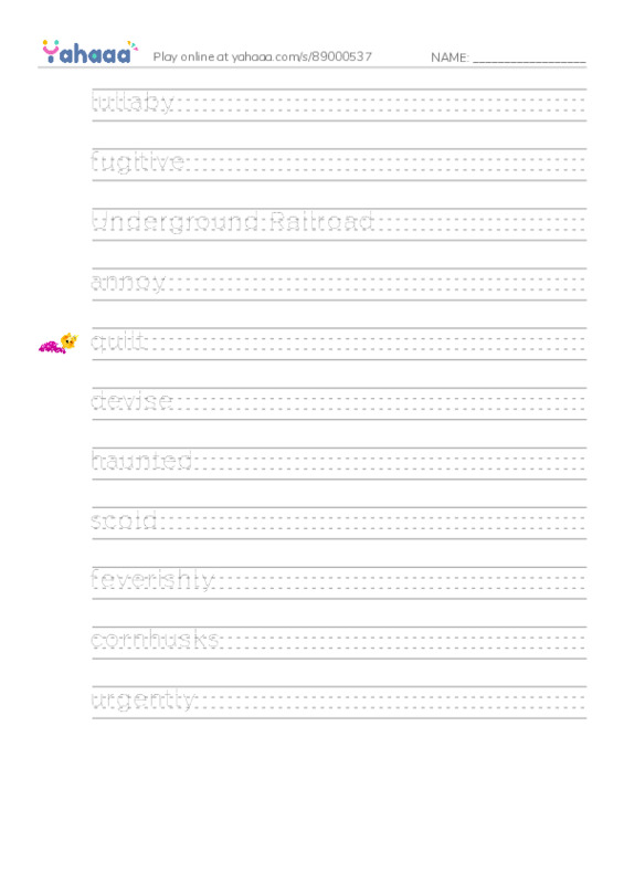 RAZ Vocabulary S: Ghosts in the House PDF write between the lines worksheet