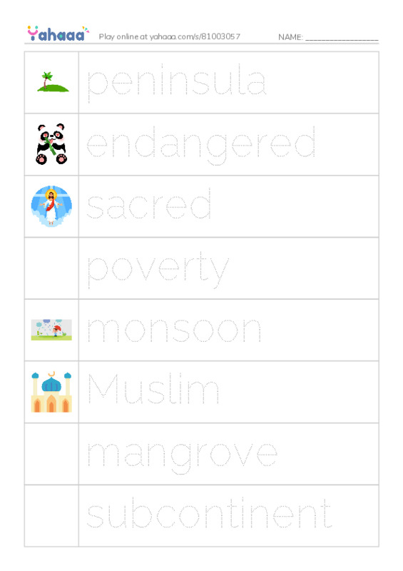 RAZ Vocabulary S: India PDF one column image words