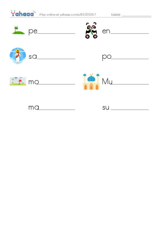 RAZ Vocabulary S: India PDF worksheet writing row