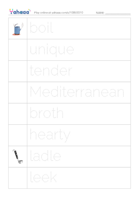 RAZ Vocabulary S: Lets Make Vegetable Soup PDF one column image words