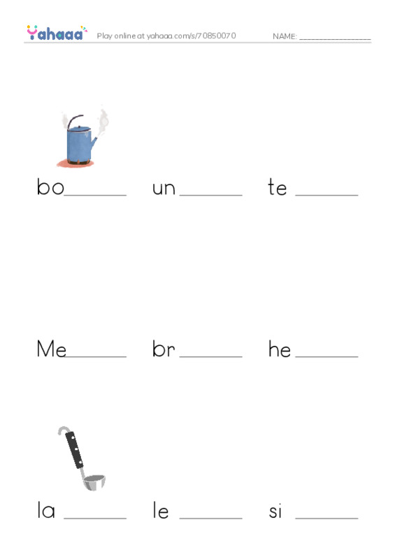 RAZ Vocabulary S: Lets Make Vegetable Soup PDF worksheet to fill in words gaps