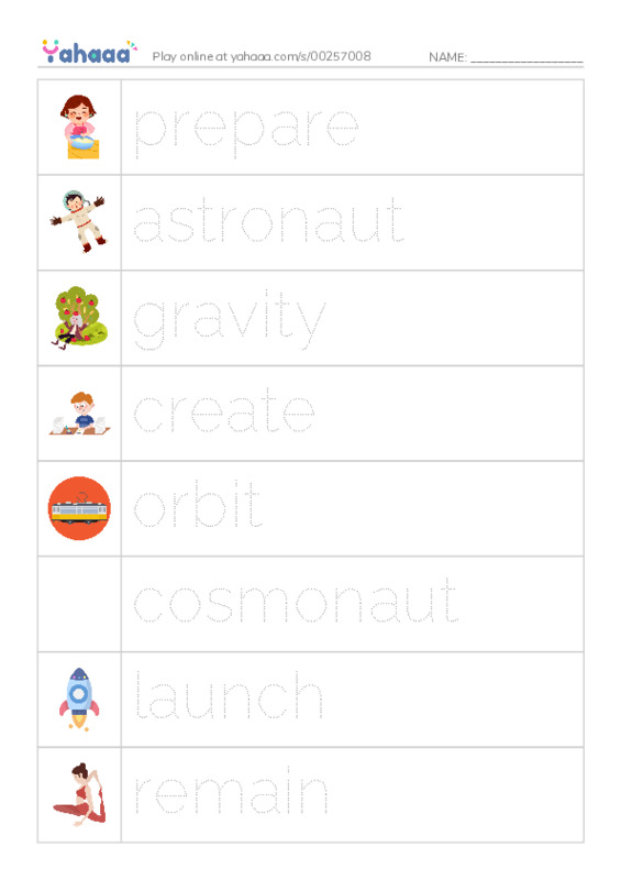 RAZ Vocabulary S: Life in Space PDF one column image words