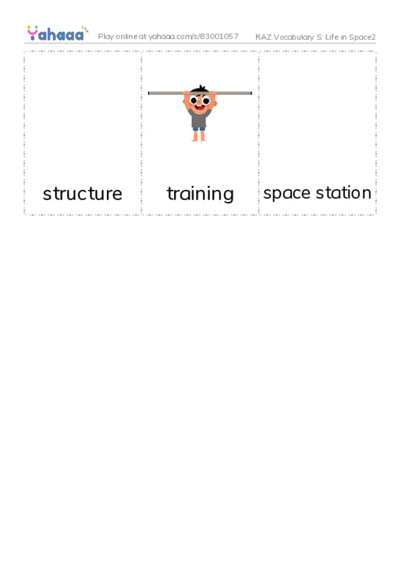 RAZ Vocabulary S: Life in Space2 PDF flaschards with images