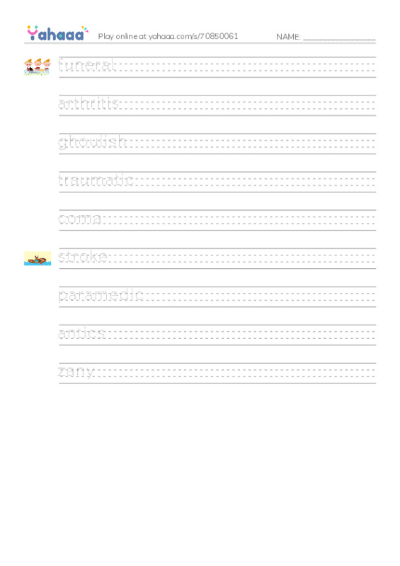 RAZ Vocabulary S: Losing Grandpa PDF write between the lines worksheet