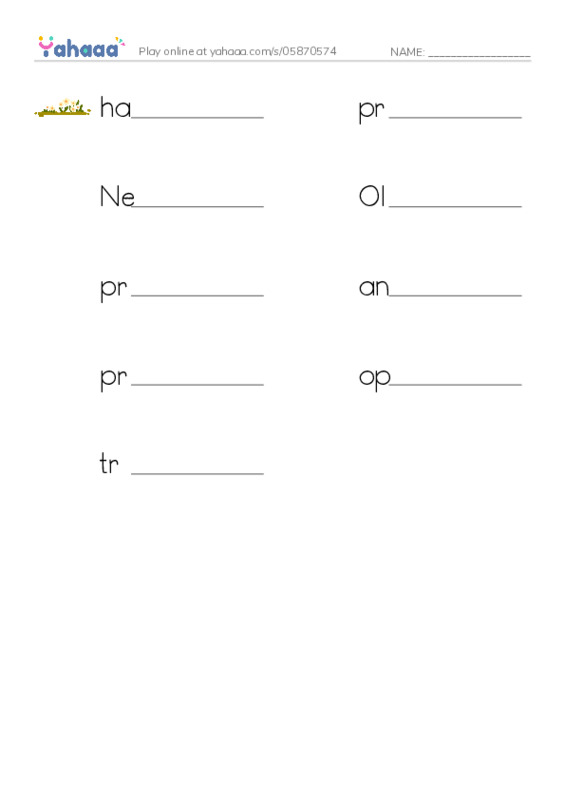 RAZ Vocabulary S: Monkey Business PDF worksheet writing row
