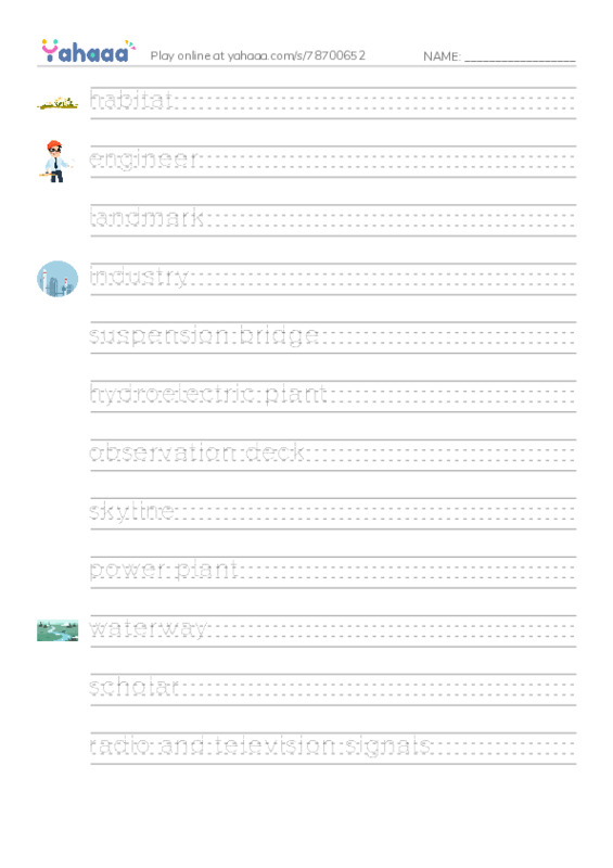 RAZ Vocabulary S: Seven Wonders of the Modern World PDF write between the lines worksheet