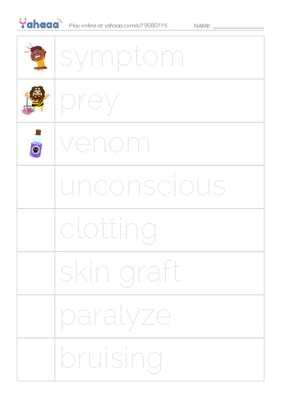 RAZ Vocabulary S: Snakebite PDF one column image words